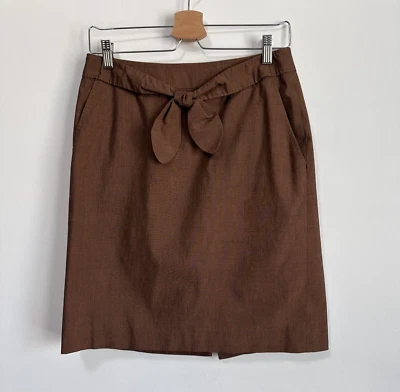 Piazza Sempione Skirt 8? Brown Lined Short Zipper Designer Career Tie Front - Image 1 of 4