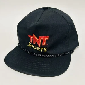 TNT SPORTS Black Strapback Rope Promo Hat Cap Excellent Vintage - Picture 1 of 7