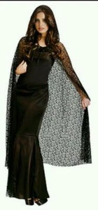 Adult Women's Gothic Hooded Net Cape Halloween Costume One Size Fits Most NEW - Picture 1 of 1