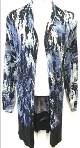 NIC + ZOE Strickjacke Pullover blau schwarz Tunika offen Schal Baumwolle klassisch Gr. Small - Bild 1 von 8
