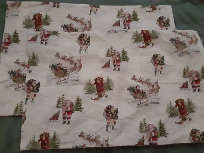 2 Pottery Barn NOSTALGIC SANTA Christmas Organic Cotton Pillowcases ~ Standard - Image 1 of 4