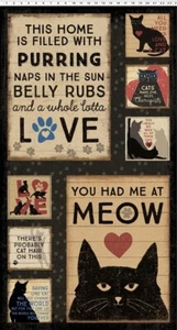 24" X 44" Panel Cats Pets Kittens Purrfection Cotton Fabric Panel (D381.53) - Picture 1 of 1