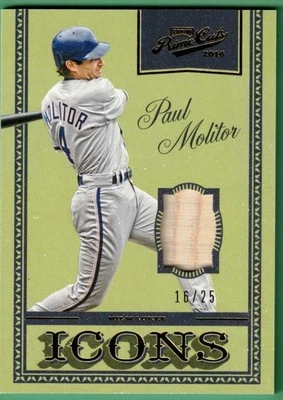 2016 PANINI /25 Game Used PRIME CUTS PAUL MOLITOR BAT ICONS BREWERS - Image 1 of 2