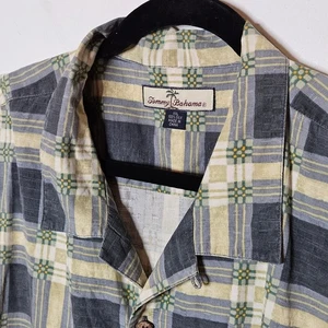 Camisa Tommy Bahama 100 % seda XXL para hombre a cuadros manga corta abotonada campamento - Imagen 1 de 5