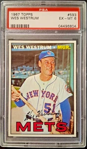 1967 Topps WES WESTRUM PSA 7 NM HIGH NUMBER #593 Original Vintage Mets Manager - Picture 1 of 3