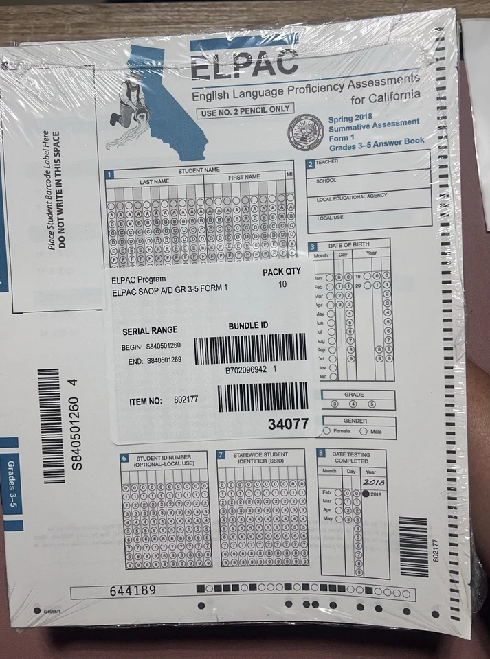 ELPAC Program, English Language Proficiency Assessment For California, Grades3-5 - Image 1 of 1