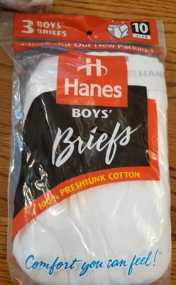 Hanes винтажный 1997 мальчиков трусы белый хлопок 3 упаковки нижнее белье размер 10 объем скидки - Изображение 1 из 4