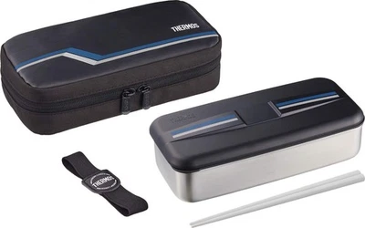THERMOS Bento Box Stainless Fresh Lunch Box 700ml Line Black DSD-704 L-BK - Image 1 of 4