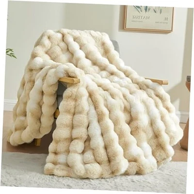  Manta de piel sintética para sofá, tira de corbata decorativa (50"x60") tie-dye caqui Foto 1 de 4