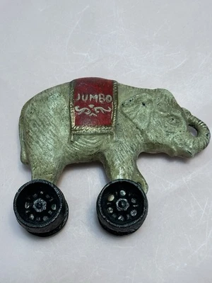 Vintage Jumbo The Elephant On Wheels Cast Iron Bank Toy - Image 1 of 4