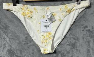 O’Neill Tatiana Floral Rockley Bikini Bottoms XL Yellow White Ribbed Swim NWT - Picture 1 of 9