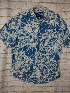 Ralph Lauren Shirt Mens Large Floral Hawaiian Linen Short Sleeve Pocket Casual - Picture 1 of 7