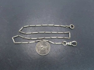 Antique Simmons White Gold Filled Pocket Watch Chain, 15", 7.1g - Picture 1 of 6