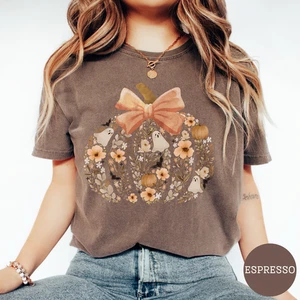 Pumpkin Ghosts Shirt Fall Comfort Colors T Shirt Gildan Sweatshirt Autumn Tee - Picture 1 of 4