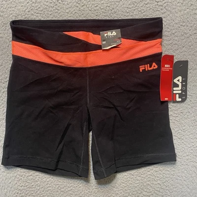 Pantalones Cortos de Entrenamiento FILA SPORT® Flash Tiro Medio Negros/Naranja Para Mujer Talla Mediana Nuevos con Etiquetas Foto 1 de 4