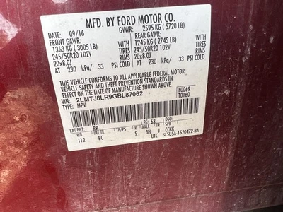 Conjunto de filtro de aire usado se adapta a: Lincoln MKX 2016 3,5 grado A Foto 1 de 4