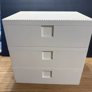 Lego Ikea Bygglek * Menge 3 Aufbewahrungsbox 10x7x4,5" Bauplattform mit Deckel weiß - Bild 1 von 11