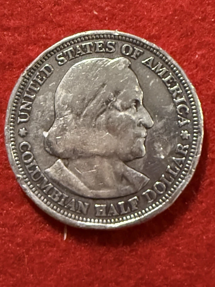Circulated 1892 Columbian Commemorative Silver Half Dollar Coin - Image 1 of 4