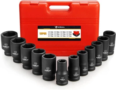 3/4 Inch Drive Deep Impact Socket Set, 12 Piece Metric Combination - Image 1 of 4