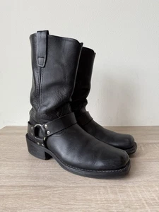 Durango 11" Harness Boots Black Pull On Leather Mens 9 D Cowboy Western Rodeo - Picture 1 of 6