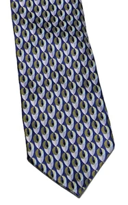 Ermenegildo Zegna Herren 100% Seide Krawatte ITALIEN Luxus Geometrisch Blau - Bild 1 von 3