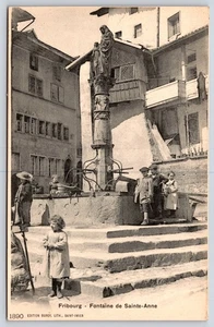 St. Anne Fountain in Fribourg, Switzerland Vintage Postcard - Picture 1 of 2