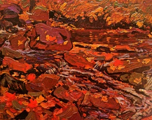 J.E.H MacDonald Blätter im Bach Landschaft Kunstdruck Exlibris 26 - Bild 1 von 3