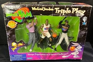 Vtg 1996 Michael Jordan Triple Play Space Jam Figure Set WORN Box - Picture 1 of 23