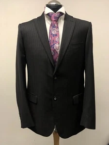 BALMAIN SUIT JACKET/BLAZER PURE WOOL SLIM FIT IN BLACK STRIPE 42R BNWOT - Picture 1 of 8