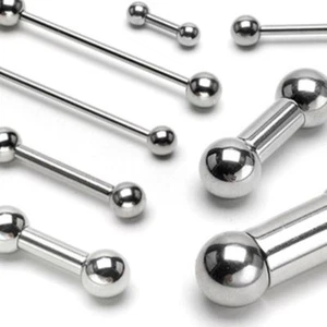 Barbell Tongue Nipple Ring Heavy 12 Gauge 5/8" 5mm Balls Steel SET of 2 - Picture 1 of 3