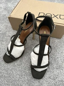 Next Leather Khaki Gold Heels Gladiator Sandals Size 3.5 New Shoes Suede 3 1/2 - Picture 1 of 9