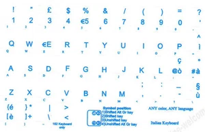 ADESIVI STICKERS APPLE MAC TRASPARENTI TASTIERA ITALIANA 5 COLORI DISPONIBILI - Zdjęcie 1 z 5