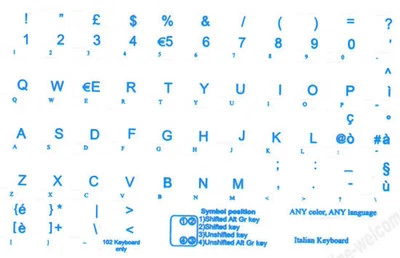 ADESIVI STICKERS APPLE MAC TRASPARENTI TASTIERA ITALIANA 5 COLORI DISPONIBILI