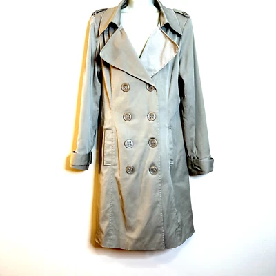 Vertigo Paris Khaki Beige Classic Double Breasted Trench Coat Women's XL No Belt - Image 1 of 4