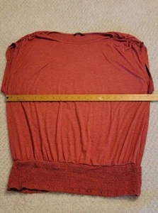 Bloomchic Womens Top Size 14-16 T Shirt Wide Boat Neck Cinch Waist Red Orange - Picture 1 of 7