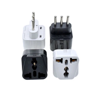 Universal Converter UK/US/EU/AU to Italy Travel AC Power Adapter Plug B/W