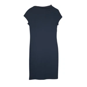 Lafayette 148 New York Navy Blue Short Sleeve Sheath Dress Size 10 Mock Neck - Picture 1 of 11