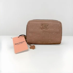 ¡¡NUEVO CON ETIQUETAS!! Cartera Juicy Couture~Rosa Rubor~Impecable Mediana Doble Cremallera Alrededor Logo - Imagen 1 de 4