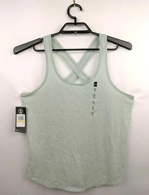 Under Armour Tank Top Women's M Mint Green Loose Heatgear Cotton Crossback - Image 1 of 4