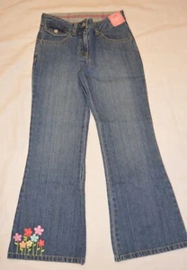 Gymboree SPRING RAINBOW Denim Jeans Floral Hem Adj Waist NWT 6 8 - Picture 1 of 4