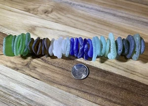 Sea Glass - 30 6-color Medium Center Drilled - Cobalt Aqua Green White Brown - Picture 1 of 3