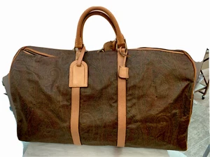 Etro Burgundy Paisley Large Boston Duffle Bag Vintage Very Good Lock&Key - Picture 1 of 12