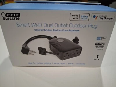 Feit Electric Smart Wi-Fi Dual Outlet Outdoor Plug Alexa Google