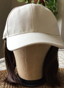 Adjustable Beige Baseball Cap W/ Straight Auburn Shoulder Length Bob Hair Wig - Picture 1 of 4