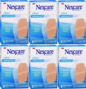 Nexcare Bandages KNEE / ELBOW CLEAR Waterproof 8 ct ( 6 Boxes ) - Picture 1 of 1