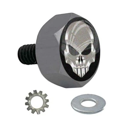 Gris Gunmetal - Perno de asiento hexagonal de aluminio Billet para Harley - Calavera plateada en negro Foto 1 de 4
