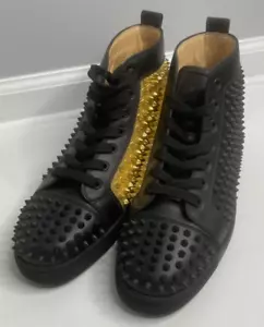 Sneakers Christian Louboutin Blad oro pelle di vitello laminato Dino Spikes Yang 42 EU - Foto 1 di 13