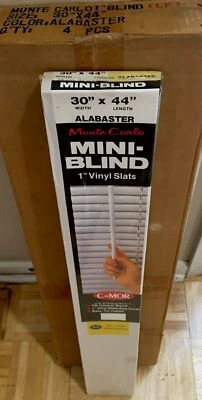 New Lot of 4 Light Filtering 1” Vinyl Mini Blind 🪟 30” x 44” Alabaster Beige - Image 1 of 4
