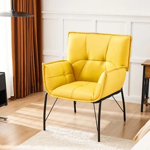 Modern Accent Chair Upholstered Armchair for Bedroom Living Room Office Yellow - Picture 1 of 7