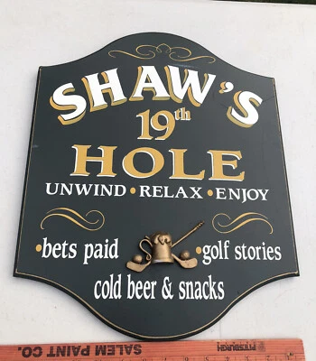 The Shaw’s 19 Hole Unwind, Enjoy, Relax Wooden Sign 18” X 14” Golf Themed -RARE - Image 1 of 4